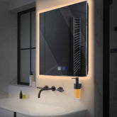 LED Spiegel Quadratisch | Touch-Schalter | Anti-Beschlag-Funktion | Warmweißes Licht - Reyze Seria Ambient Model 1
